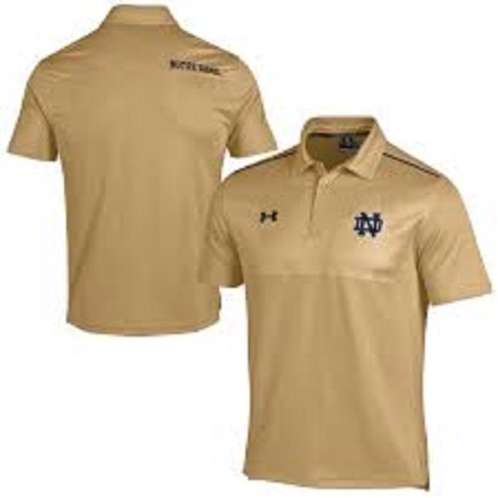NOTRE DAME IRISH GOLD UNDER ARMOUR MEN'S POLO